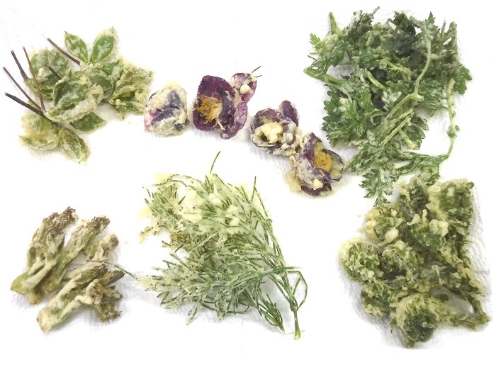 食べられる野草天ぷらの画像