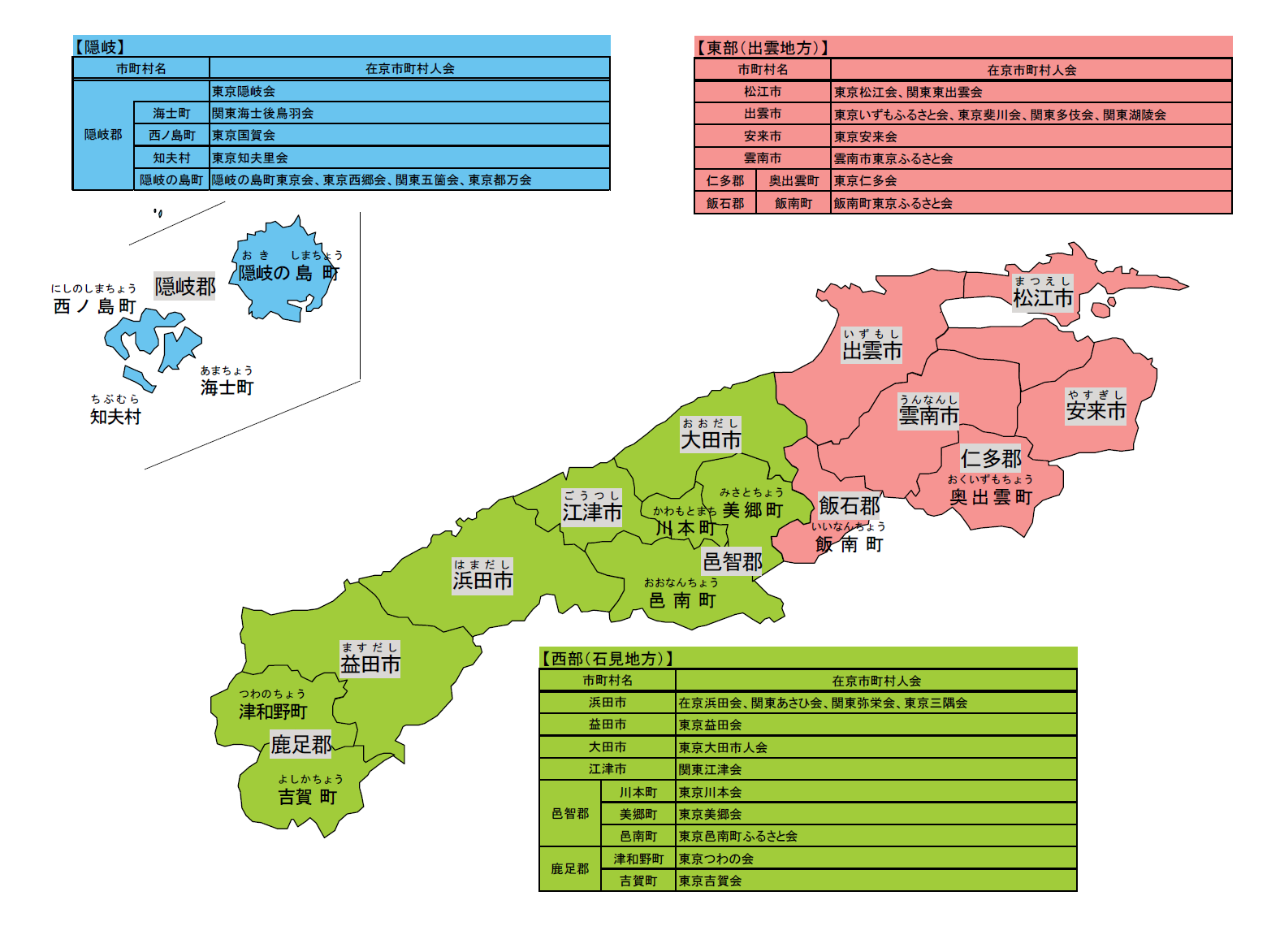 島根県の在京市町村人会一覧