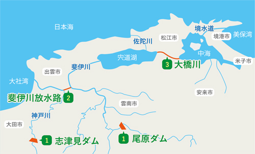 建設・改修および整備場所の地図