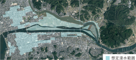 想定浸水範囲の航空写真
