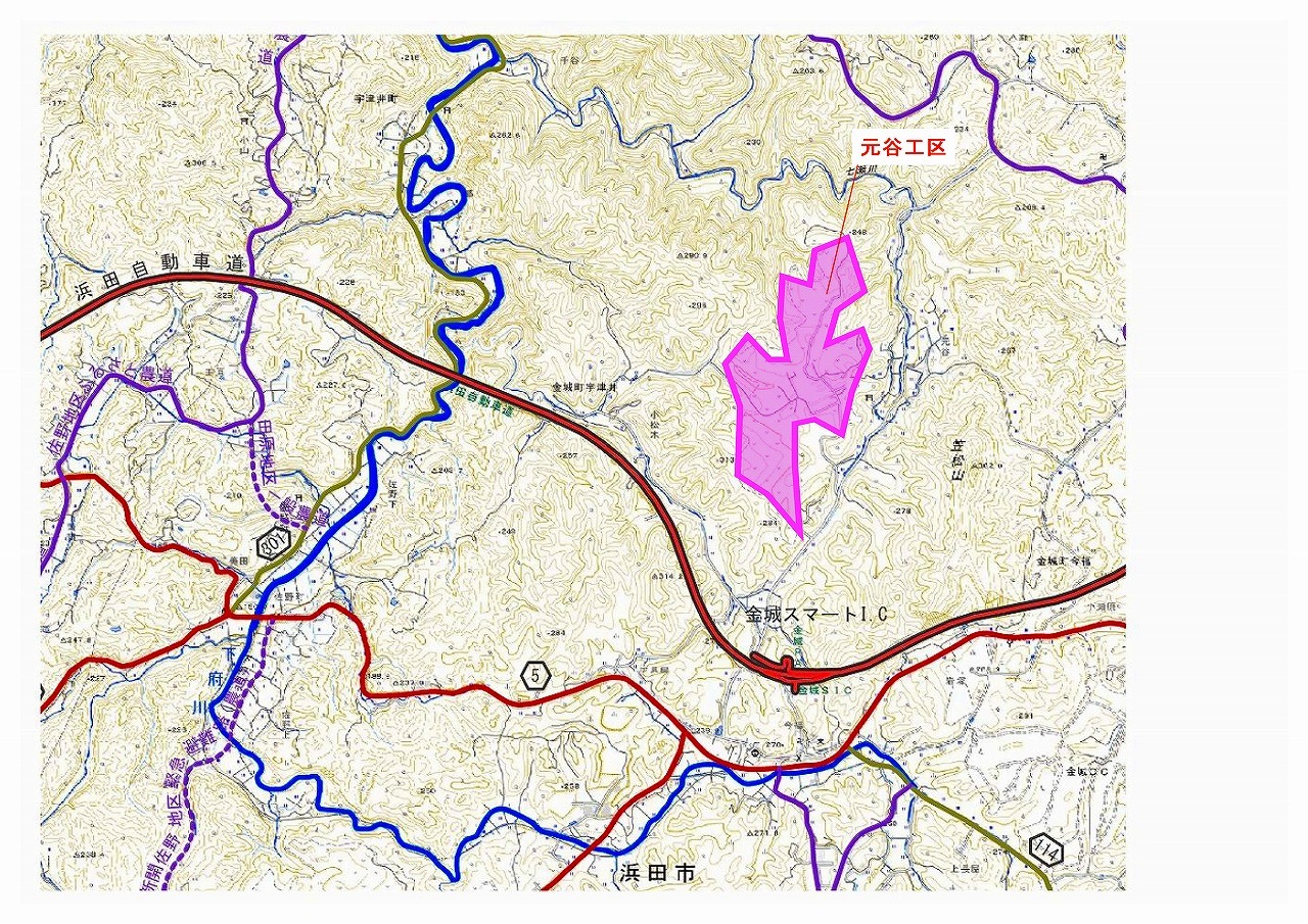 元谷工区の工事施工位置図