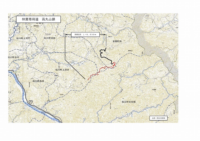 林道高丸山線の路線計画位置図
