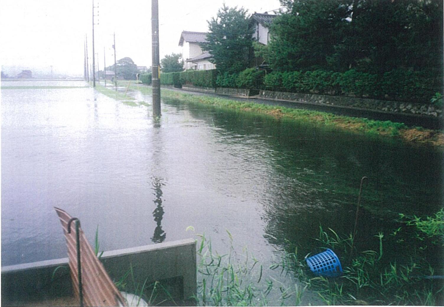 平成17年の出水に伴い田んぼが冠水