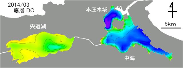 3月の湖底貧酸素化の状況