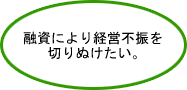 融資により経営不振を切りぬけたい。