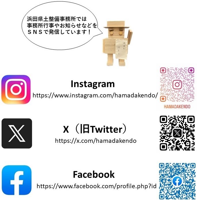 Instagram、X、FacebookのQRコード・URL