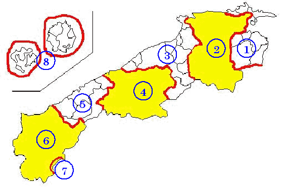 島根県における保安林の流域を示す図
