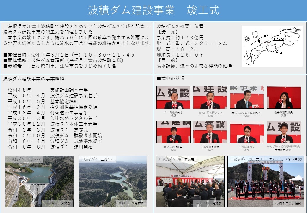 波積ダム竣工式