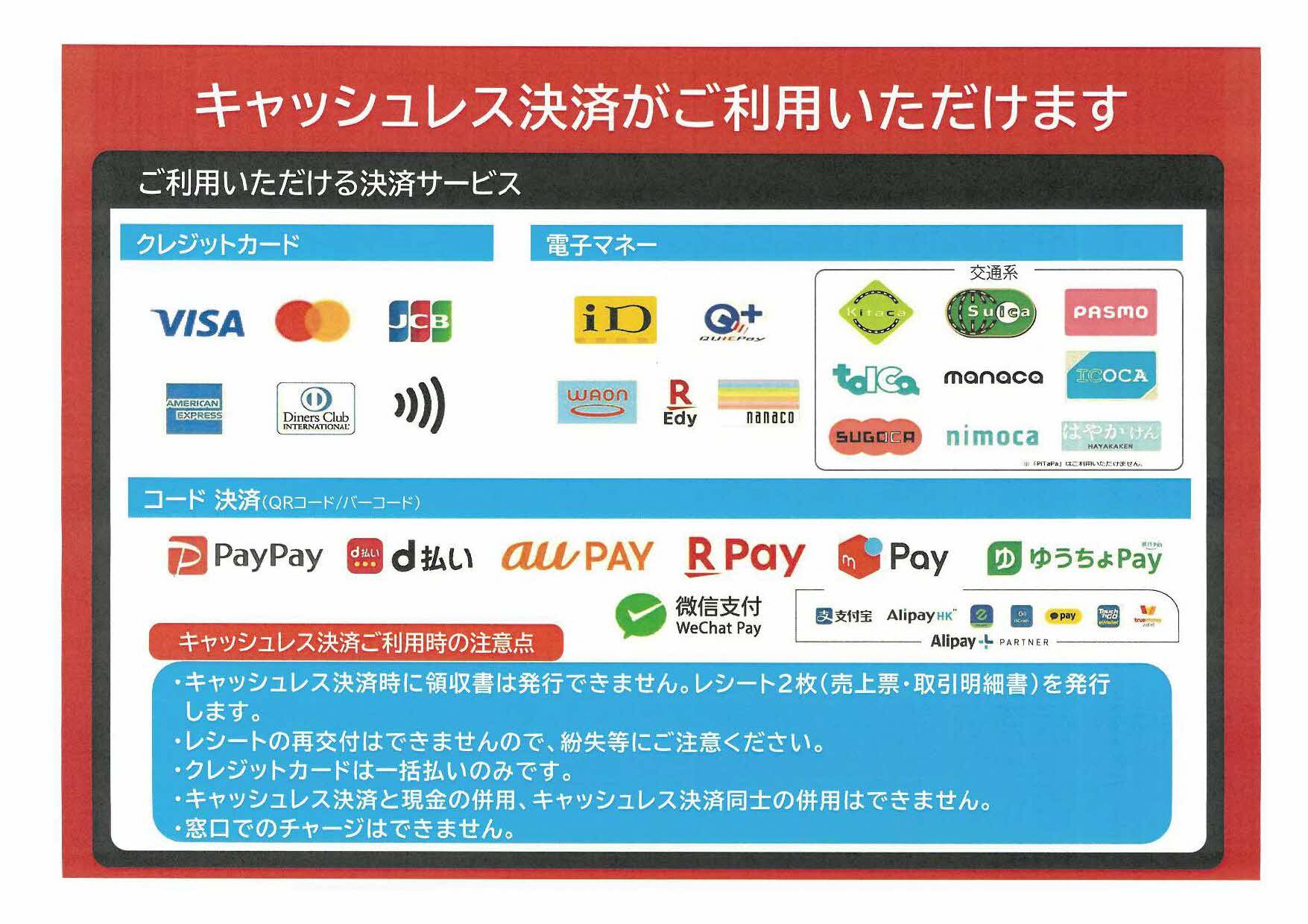 使える決済サービスの一覧