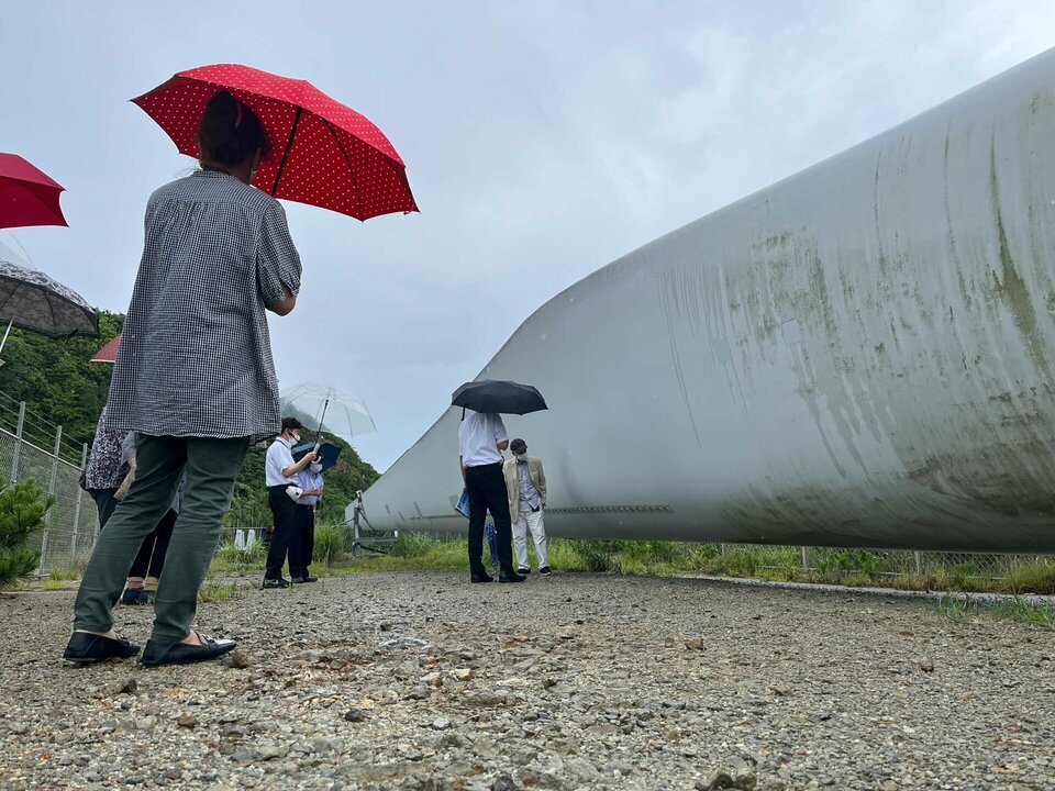 7月11日松江市鹿島町豊鹿会（ほうろくかい）様。江津港風車ブレード