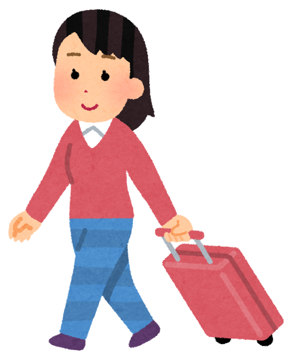旅行かばんを持つ女性のイラストです。