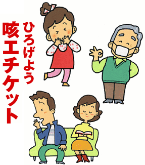 咳エチケットのイラストです。